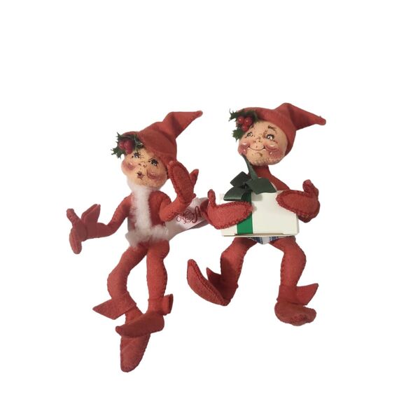VTG ANNALEE MOBILITEE HAPPY ELF PIXIE SPRITE POSABLE 6” RED CHRISTMAS JOY - Picture 1 of 6